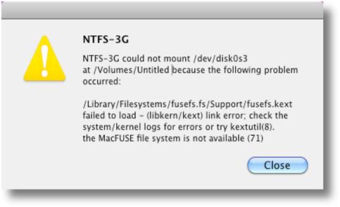 tuxera ntfs could not mount dev disk1s1 at volumes